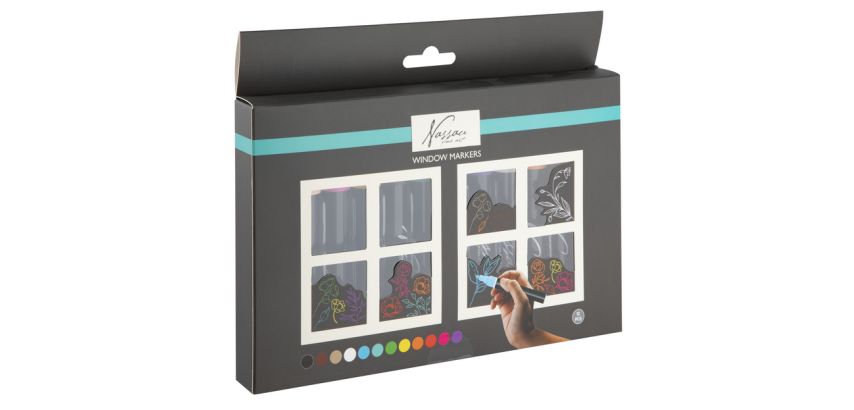 Krijt en raammarkers Nassau set à 12 kleuren
