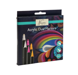Marqueur acrylique Nassau double pointe set 12 couleurs