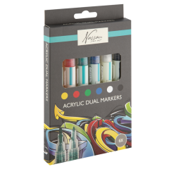 Marqueur acrylique Nassau double pointe set 6 couleurs