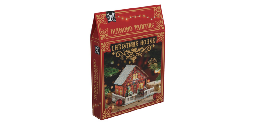 Diamond Painting Craft Card ID Christmas Cottage 20x20x14cm