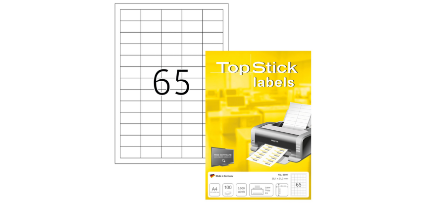 TopStick Label 8697 38x21.2mm permanent white 6500 pieces