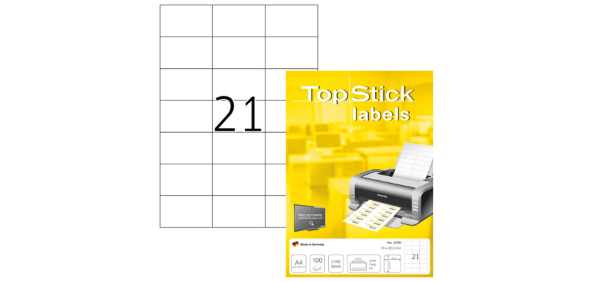 Etiket TopStick 8708 70x42.3mm wit 2100 stuks