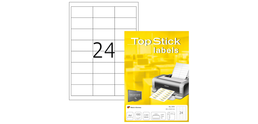 Etiketten TopStick 8701 66x33,8mm permanent weiß 2400 Stück