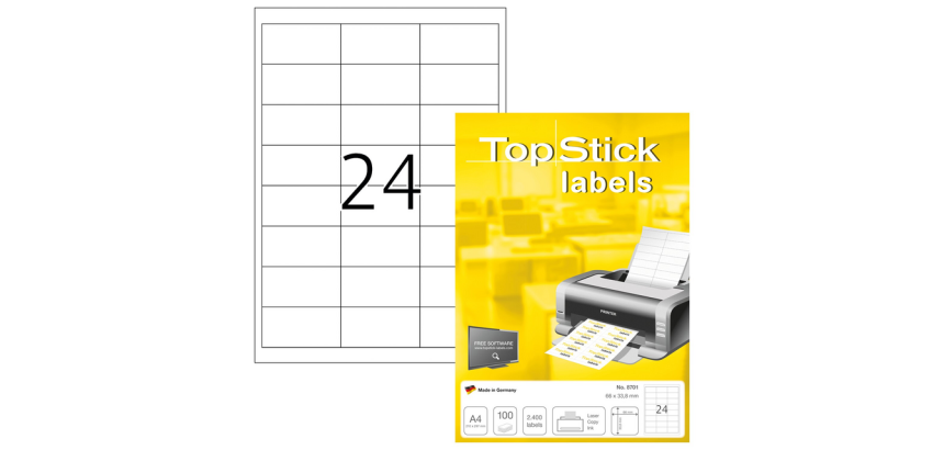 Etiket TopStick 8701 66x33.8mm wit 2400 stuks
