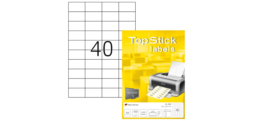 Etiket TopStick 8698 52.5x29.7mm wit 4000 stuks