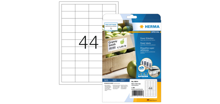 Etiquette HERMA Power 10914 48,6x25,4mm blanc 1100 pièces