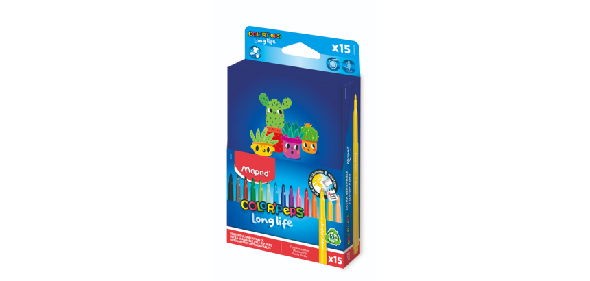 Viltstift Maped Color'Peps Long Life 2.0 doos à 15 stuks assorti
