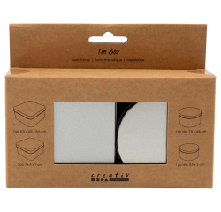 Blikjes Creativ Company cirkel en vierkant set à 4 stuks zilver