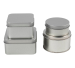 Blikjes Creativ Company cirkel en vierkant set à 4 stuks zilver