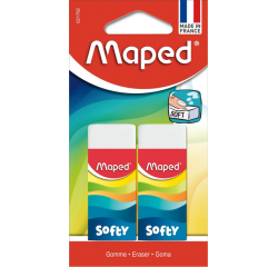 Maped Radiergummi Softy, mittel, weiß, Blisterpackung mit 2 Stück