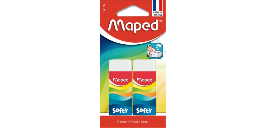 Maped Softy eraser, medium, white, blister pack of 2 pieces