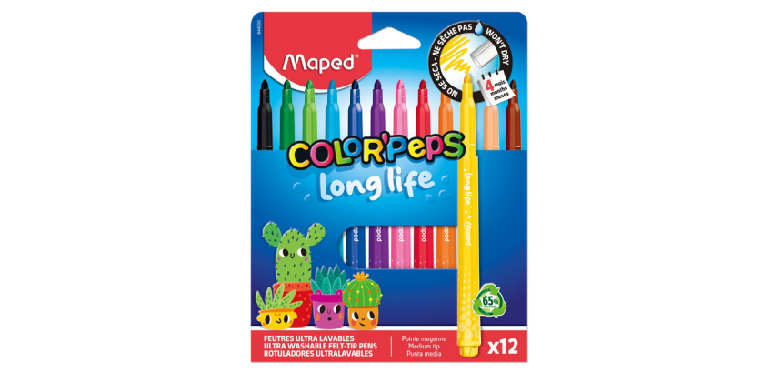Viltstift Maped Color'Peps Long Life 2.0 set à 12 stuks assorti
