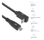 Câble ACT USB-C standard USB-C coudé haut/bas 10 Gbps 2m