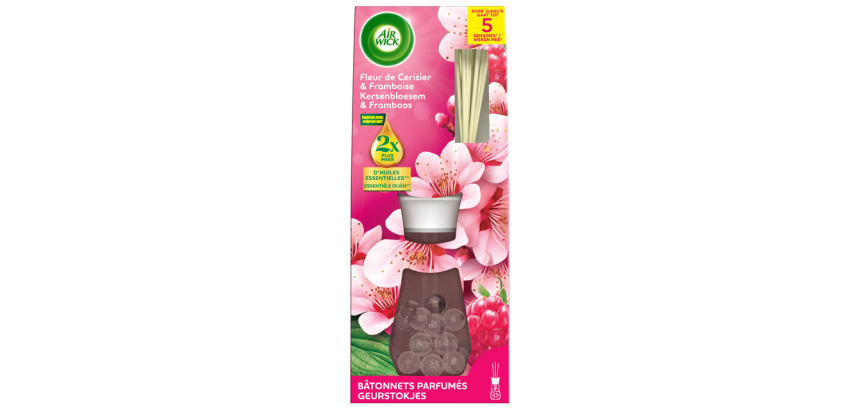 Geurstokjes AirWick Essential Oil Kersenbloesem & Frambozen 25ml