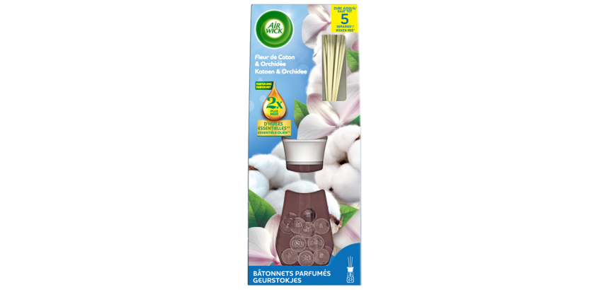 Geurstokjes AirWick Essential Oil Katoen & Orchidee 25ml