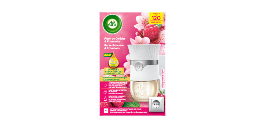 Diffuseur électrique AirWick Fleur de cerisier & Framboise kit démarrage 19ml