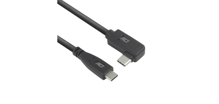 Kabel ACT USB-C standaard naar USB-C hoek 10Gbps 1m