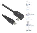Kabel ACT USB-C standaard naar USB-C hoek 10Gbps 1m