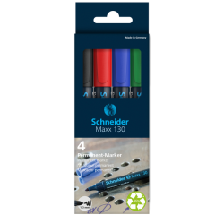 Permanent marker Schneider Maxx 130 rond 1-3mm assorti 4 stuks