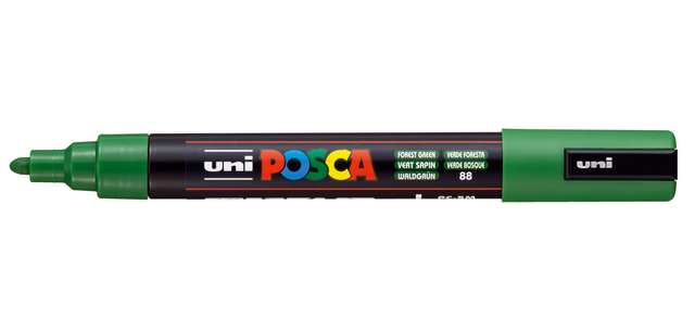 Uni Posca paint markers PC-5M, 1.8 - 2.5 mm, round tip, fir green