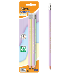 Potlood Bic HB met gom pastel assorti blister 5 stuks