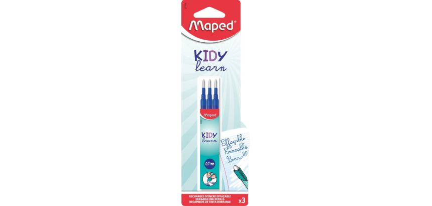Maped Kidy Erasable Medium Ballpoint Pen Refill Blue Blister Pack of 3 Pieces