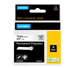Labeltape Dymo Rhino industrieel polyester 19mm zwart op transparant