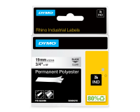 Labeltape Dymo Rhino industrieel polyester 19mm zwart op transparant