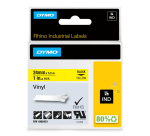 Labeltape Dymo Rhino industrieel vinyl 24mm zwart op geel