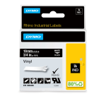 Labeltape Dymo Rhino industrieel vinyl 19mm wit op zwart