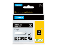 Dymo RHINO Vinylband 19 mm, Weiß auf Schwarz