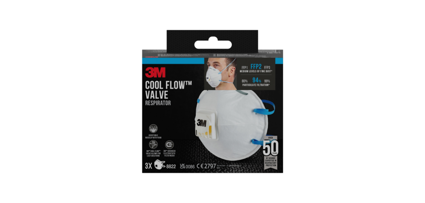 Masque anti-poussière 3M pour ponçage 8822 FFP2 avec valve 3 pièces