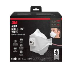 Stofmasker 3M Aura Comfort Cool Flow 9332 FFP3 met ventiel 10 stuks
