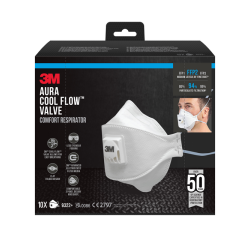 Stofmasker 3M Aura voor schuren 9322 FFP2 met ventiel 10 stuks