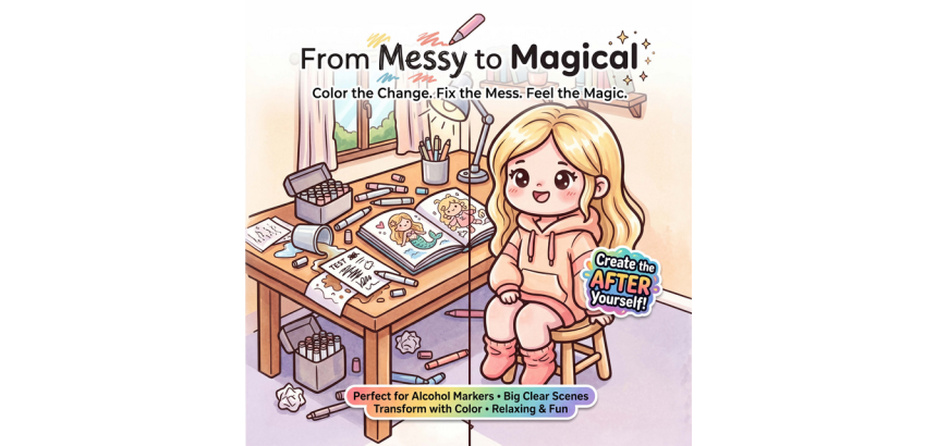 Cute Cozy Coloring Book From Messy to Magical