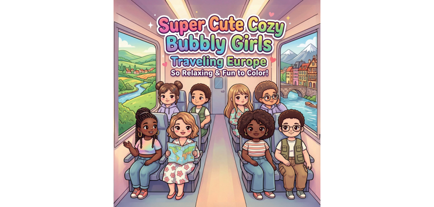 Cute Cozy Bubbly Girls Traveling Coloring Book