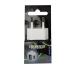 Green Mouse USB-C Charger 1x USB-A 1x white blister