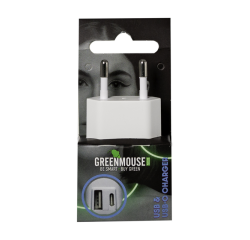 Chargeur Green Mouse USB-C 1x USB-A 1x blanc blister