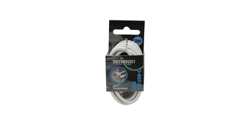 Kabel Green Mouse USB-A to USB-C data Woven 2m blister packaging