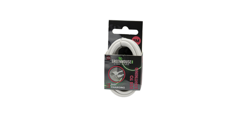 Kabel Green Mouse USB-A to Lightning data Woven 2m blister packaging
