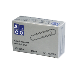 Alco Büroklammer 50mm rund vernickelt 100 Stück