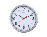 Horloge murale MAULrun quartz Ø25x5cm plastique argent/blanc avec pile
