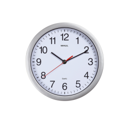Horloge murale MAULrun quartz Ø25x5cm plastique argent/blanc avec pile