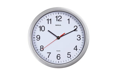 Horloge murale MAULrun quartz Ø25x5cm plastique argent/blanc avec pile