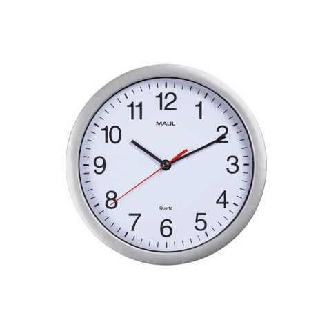 Horloge murale MAULrun quartz Ø25x5cm plastique argent/blanc avec pile