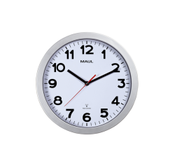 Horloge murale MAULstep RC Ø30x5cm plastqiue argent/blanc avec pile