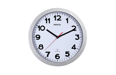 Wandklok MAUL Step RC Ø30x5cm zilver kunststof frame incl.batterij