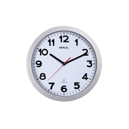 Horloge murale MAULstep RC Ø30x5cm plastqiue argent/blanc