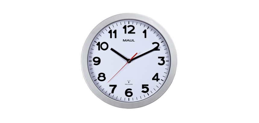 Horloge murale MAULstep RC Ø30x5cm plastqiue argent/blanc avec pile