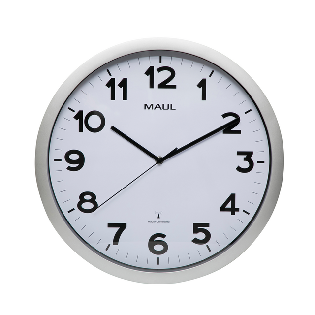 Horloge murale MAULstep RC Ø40x5cm Plastique argent/blanc